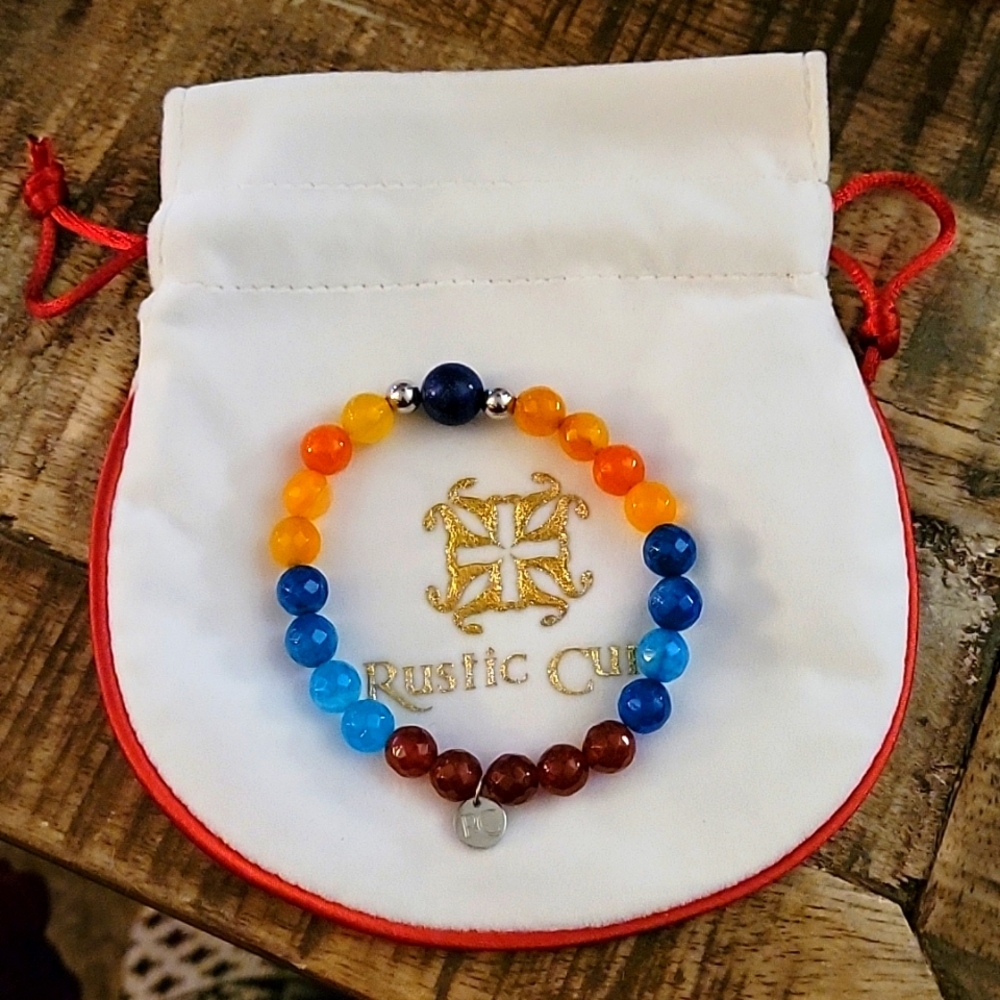 Rustic Cuff Semi-Precious Multi Color Bracelet